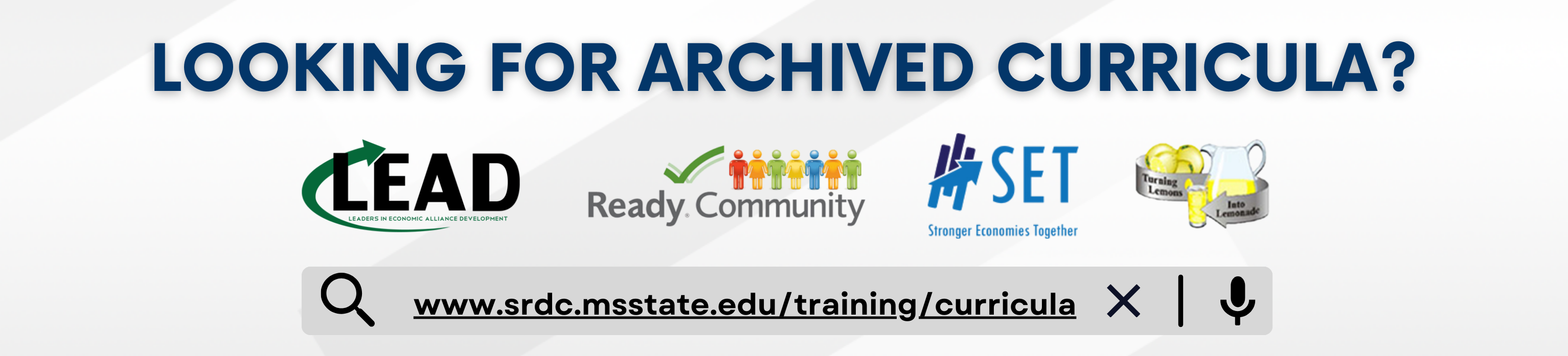 Looking for archived curriculum with previous curricula logos and the website link for the curricula page on the southern rural development website